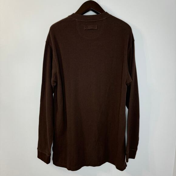 Duluth Trading Men's Longtail T Waffle Henley Long Sleeve Brown Large - Picture 11 of 11